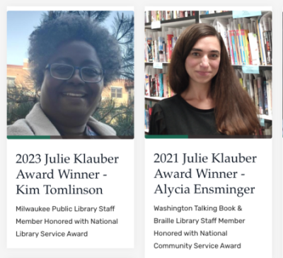 The previous two Julie Klauber Award winners, Kim Tomlinson and Alycia Ensminger