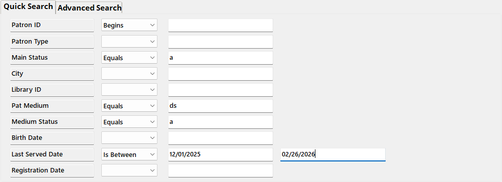 Screenshot of Query ctrl-q with the first tab fields filled in as above.